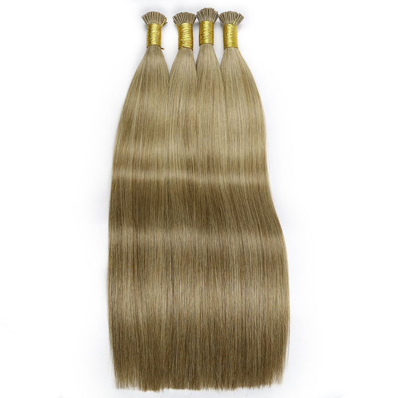 #8 HONEY BROWN I TIP KERATIN REMY HAIR EXTENSIONS