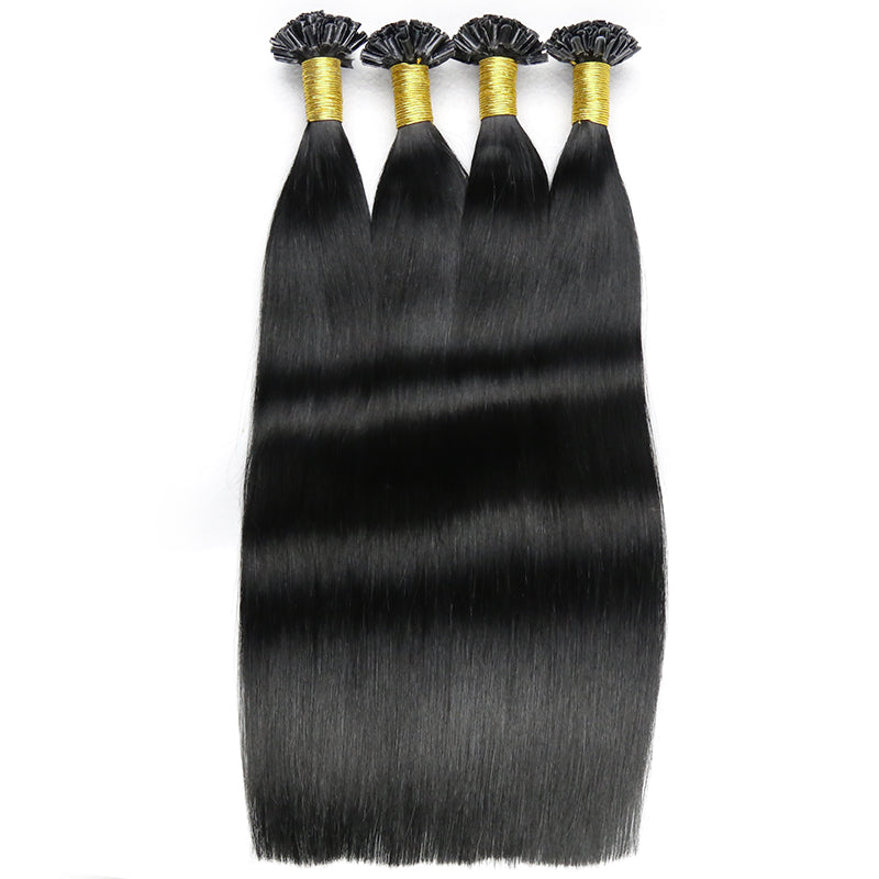 #1 JET BLACK U TIP KERATIN REMY HAIR EXTENSIONS