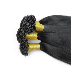 #1 JET BLACK U TIP KERATIN REMY HAIR EXTENSIONS