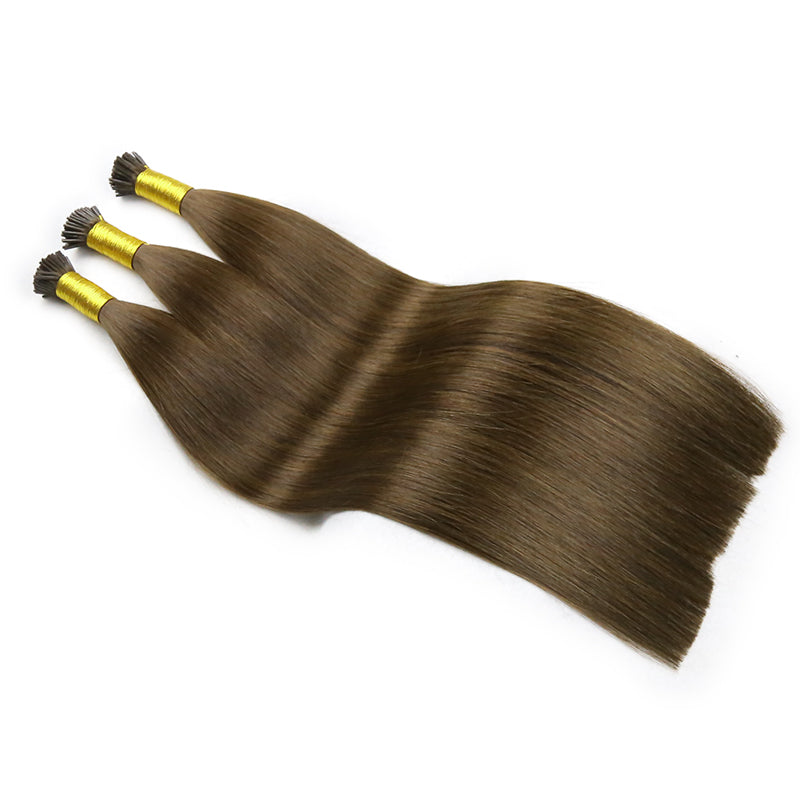 #4 CHOCOLATE BROWN I TIP KERATIN REMY HAIR EXTENSIONS