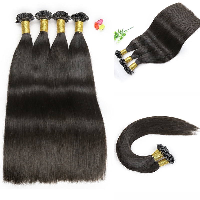 #1 JET BLACK U TIP KERATIN REMY HAIR EXTENSIONS