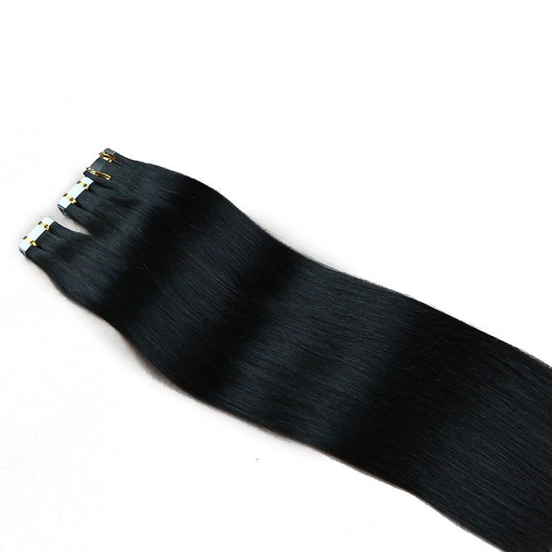 JET BLACK #1 TAPE IN REMY HAIR EXTENSIONS