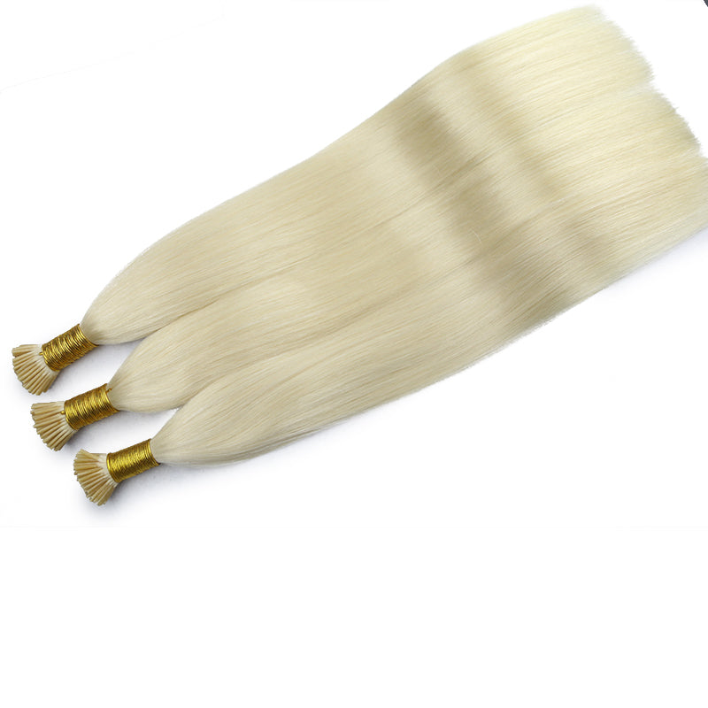 #60 BLONDE I TIP KERATIN REMY HAIR EXTENSIONS