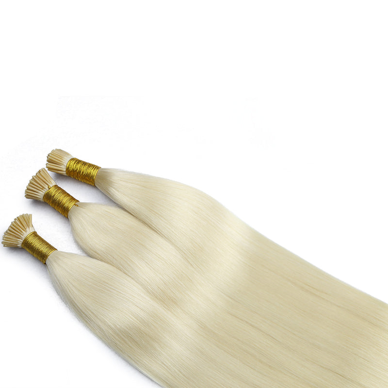 #60 BLONDE I TIP KERATIN REMY HAIR EXTENSIONS