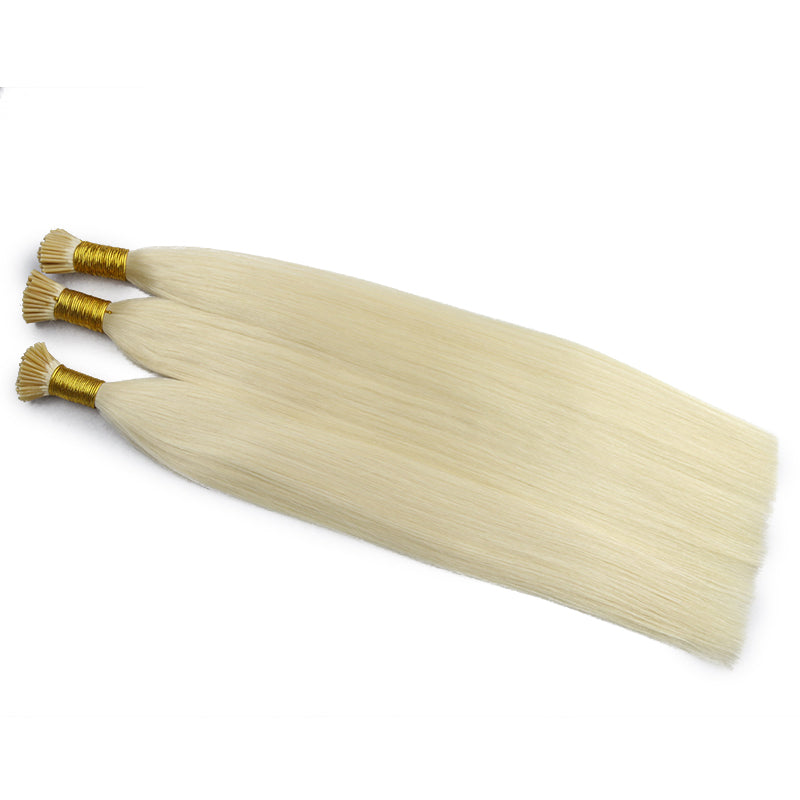 #60 BLONDE I TIP KERATIN REMY HAIR EXTENSIONS