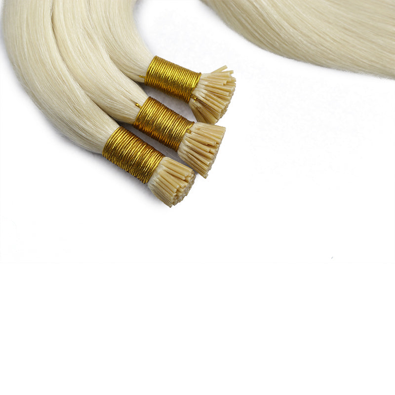 #60 BLONDE I TIP KERATIN REMY HAIR EXTENSIONS