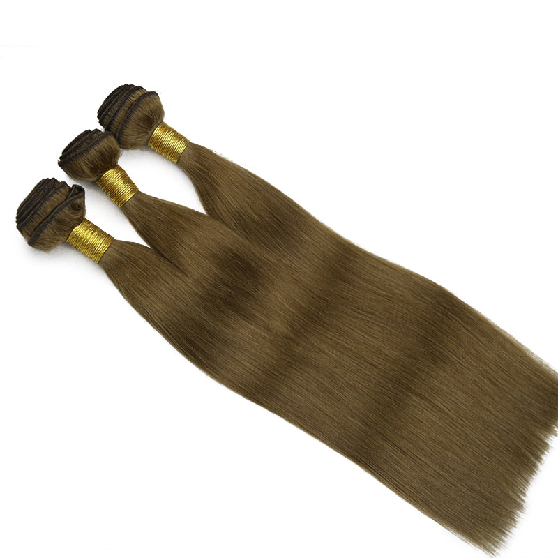 #6 BRONZED BROWN MACHINE HAIR WEFT REMY HAIR EXTENSIONS