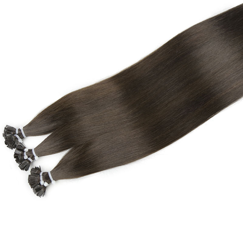 #6 BRONZED BROWN FLAT TIP KERATIN REMY HAIR EXTENSIONS