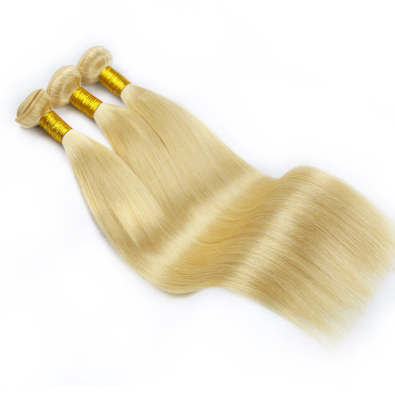 #22 LIGHT BLONDE MACHINE HAIR WEFT REMY HAIR EXTENSIONS